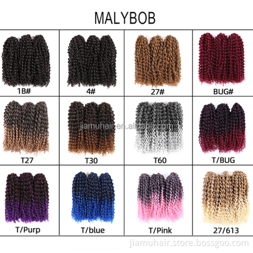 afro kinky curly twist Crochet Hair Extensions synthetic bob marly Braiding Hair Ombre crochet braids wholesale